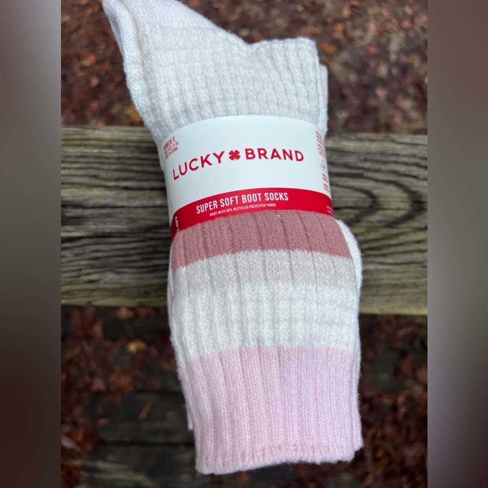 LUCKY BRAND Ladies' Super Soft Boot Sock, 6-pair assorted Pink pack NWT NEW - Picture 2 of 7